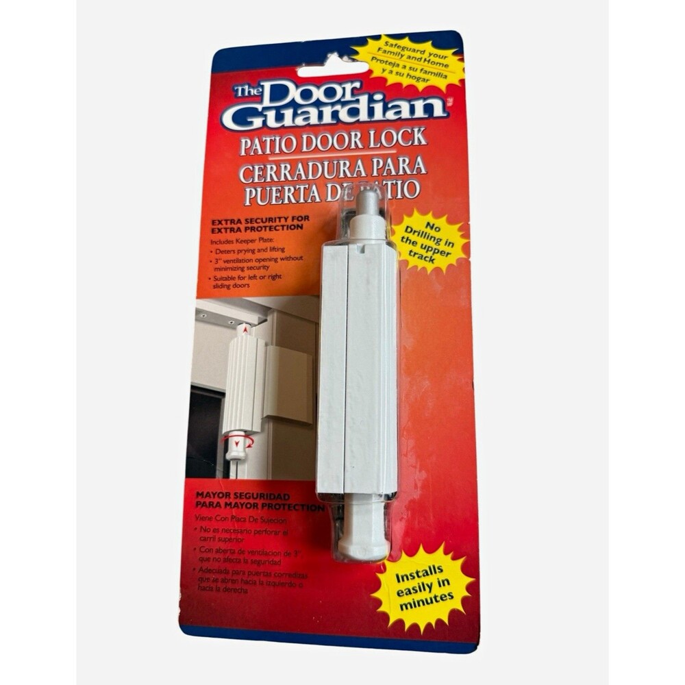 The Door Guardian Patio Door Lock White Sliding Door Child Safety Security New